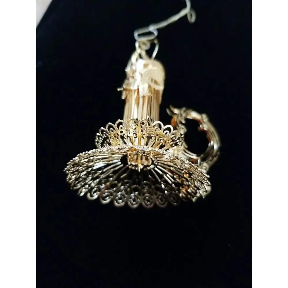 2001 Millennium Light Candle Stick Danbury Mint‎ Christmas Ornament Gold Plated